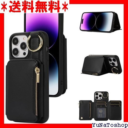 ★ J.DL iPhone 14 ケース ストラップケース れ スマホケース 携帯カバー 写真入りポケット ブラック 169