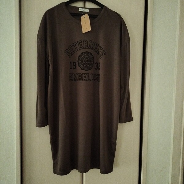 新品【Lサイズ】Keith Valler レディース 長袖Tシャツ ロングTシャツ トップス チュニック ゆったり ロゴ 3472G 送料無料 ②