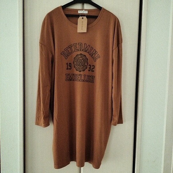新品【Lサイズ】Keith Valler レディース 長袖Tシャツ ロングTシャツ トップス チュニック ゆったり ロゴ 3472G 送料無料 ①