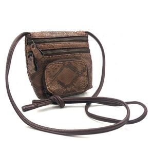 ■極美品■Bag Liore パイソン ショルダー バッグ サコッシュ ポシェット 斜めがけ クロスボディ レザー ブラウン レディース