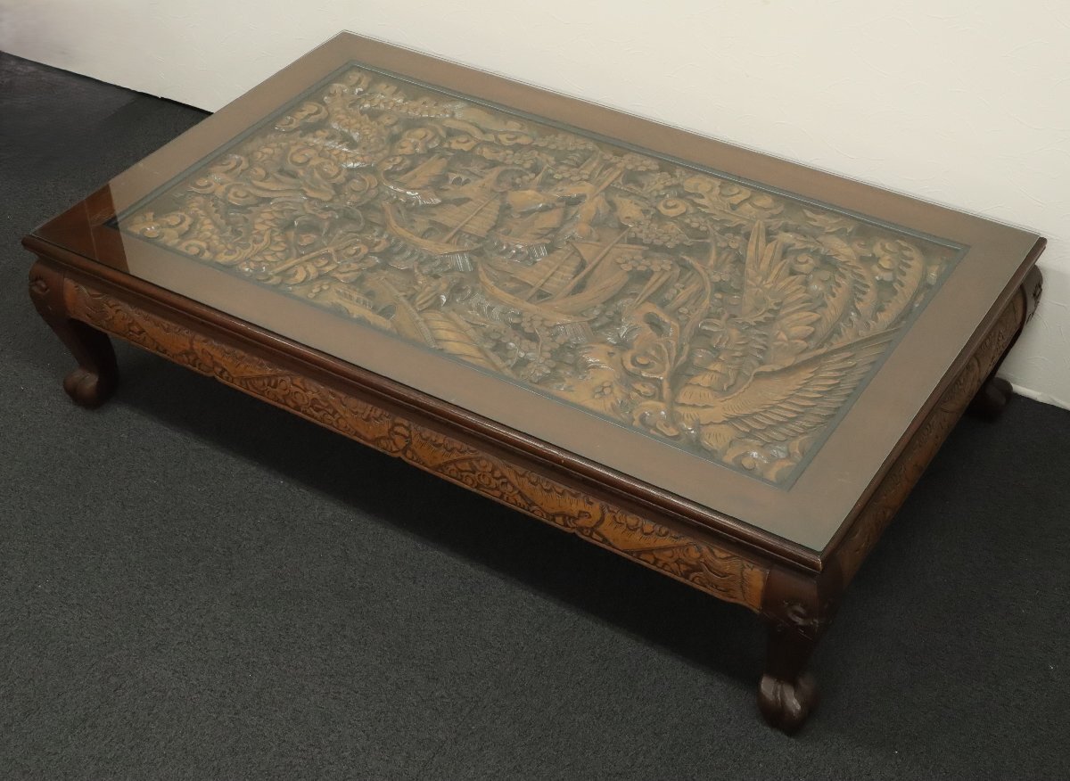 Yahoo!オークション - 細密木彫龍鳳凰文 座卓 150cm×90cm Yahoo!オークション - 細密木彫龍鳳凰文 座卓 150cm×90cm