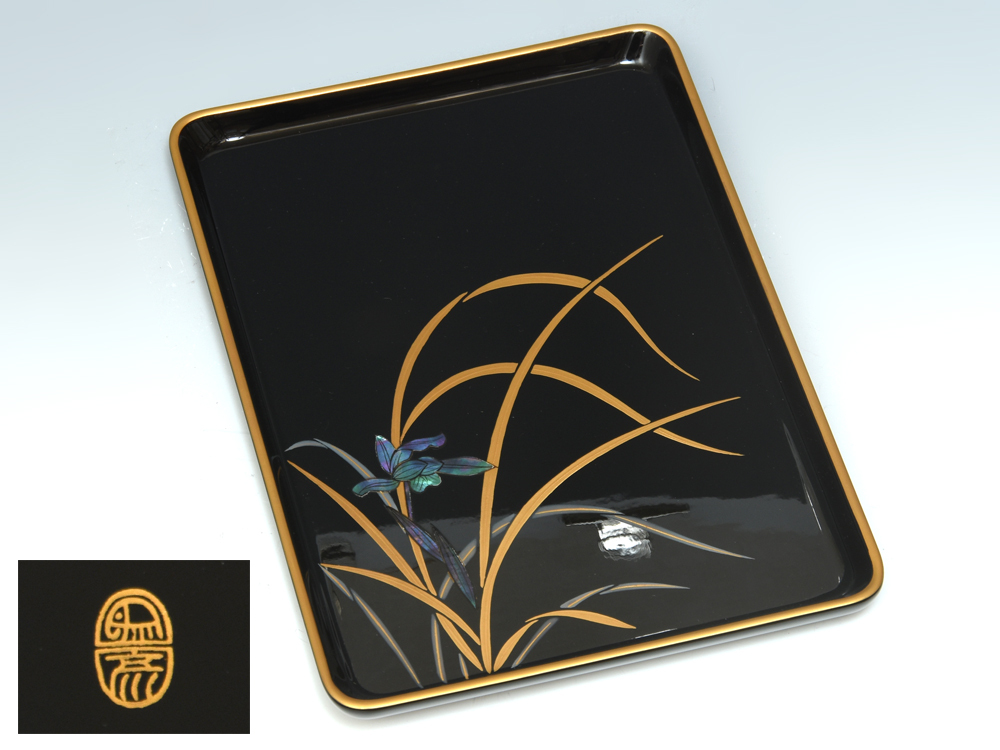 木製 漆塗 唐草 金蒔絵 黒塗 巻足 花台 平卓 香炉 漆芸 梨地 M906 Yahoo!オークション -「漆 蒔絵」(盆) (漆芸)の落札相場・落札価格