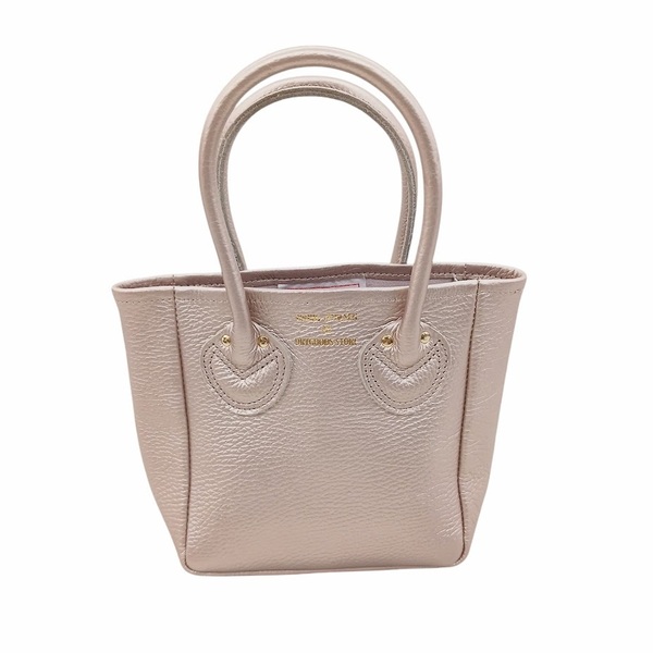 W 62 美品 YOUNG&OLSEN ヤングアンドオルセン EMBOSSED LEATHER TOTE XS CHAMPAGNE レザー ミニトート ピンクゴールド