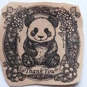 620 パンダ ぶどう ② thankyou はんこ ハンコ ヴィンテージ アンティーク スタンプ ゴム印 ラバースタンプ レトロ ラッピング 葡萄 ブドウ