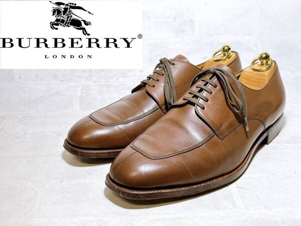【美品】BURBERRY バーバリー 高級 Uチップ ビジネスシューズ 本革 レザー 茶 26.5EEEcm メンズ 紳士靴