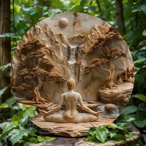 入荷!幾何かのご利益を!⑧ ブリキ/アルミ看板 ラウンド 仏陀 釈迦如来 インテリア