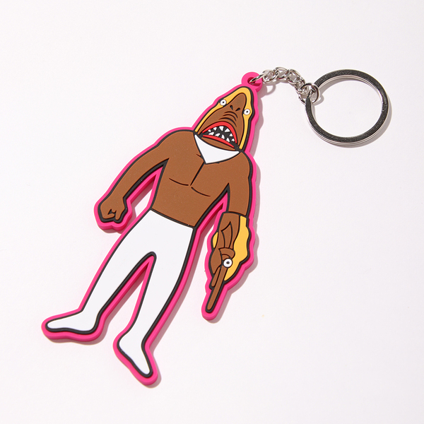 パンクドランカーズ■送料込■鮫人 ラバー キーホルダー■茶 ブラウン■PUNK DRUNKERS キャラクター アクセサリー ソフビ フィギュア