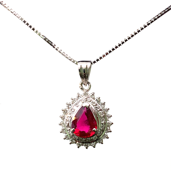 21623 ルビー 0.73ct ダイヤモンド ネックレス ペンダントトップ プラチナ 45cm 5.1g