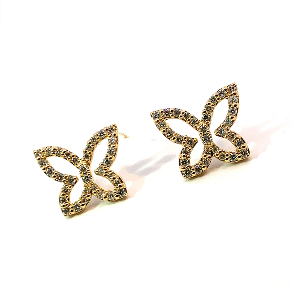 21603 チョウ 蝶 ピアス ダイヤモンド 18金 18K イエローゴールド 2.5g 両耳用 レディース ジュエリー