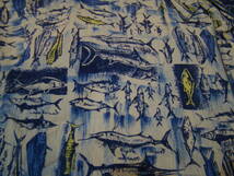 美品 90s nautica 魚 総柄 コットン 半袖 ボタンダウンシャツ M ブルー ノーティカ アロハシャツ_画像4