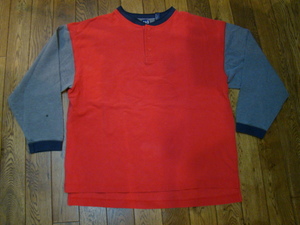 90s OLD GAP ポロ スウェット ロングスリーブ Tシャツ XL レッド グレー オールド ギャップ ロンT トレーナー プルオーバー