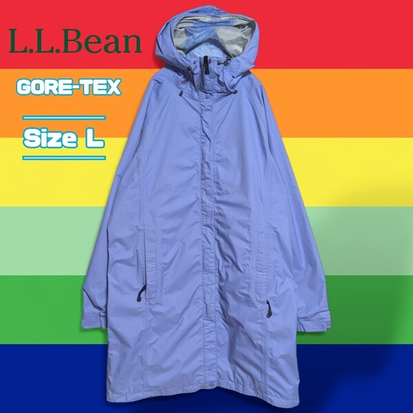 L.L.Beanエルエルビーン GORE-TEX ナイロンジャケット 刺繍ロゴ レディース ユニセックス アウトドア パーカー ロング ライトブルー L