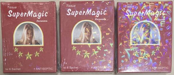 マジックパワーティッシュアロマ 赤 MAGIC POWER TISSUE ウエットティッシュ スーパーマジックマン赤 6枚入 3箱(合計18枚入)