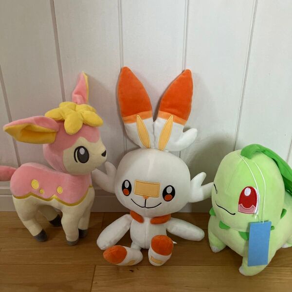 ポケットモンスター ぬいぐるみ ヒバニー、シキジカ、チコリータ3点セット