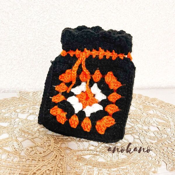 granny square ハンドメイド 花柄 小物入れ 巾着 かぎ針編み bag