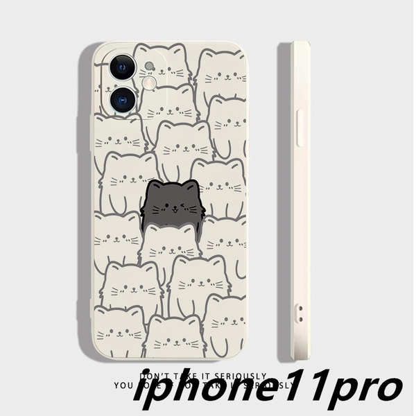 iphone11proケース カーバー TPU 可愛い ねご お洒落 軽量 耐衝撃 ホワイト
