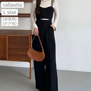callautia(カラウティア)ビスチェセットスラックスパンツ ブラック L 大きめ ゆるダボ