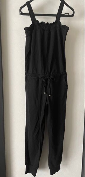 オーバーオール 黒 スエット
