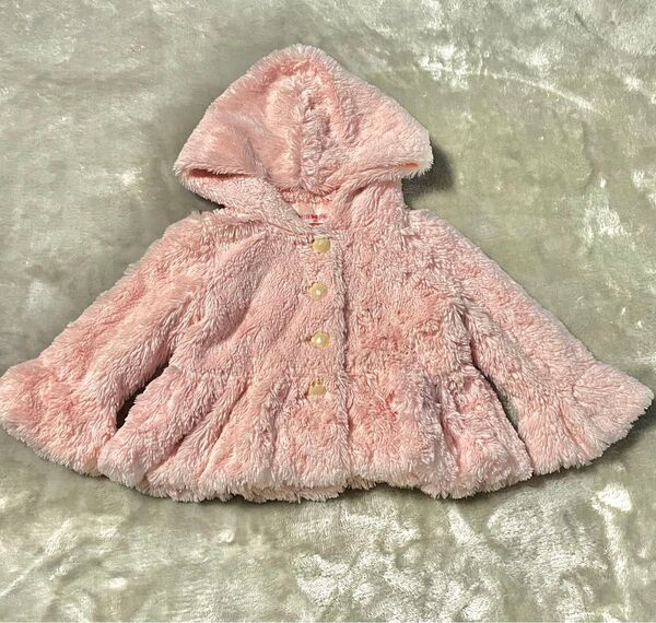 mezzopiano メゾピアノ キッズ 120cm コート アウター ポンチョ ピンク フード フリル ペプラム 訳あり