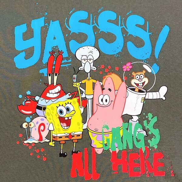 L【新品】スポンジボブ バックプリント 半袖Tシャツ 大きめ