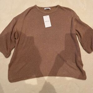Edit Sheen ベージュ ニットトップス 7分丈