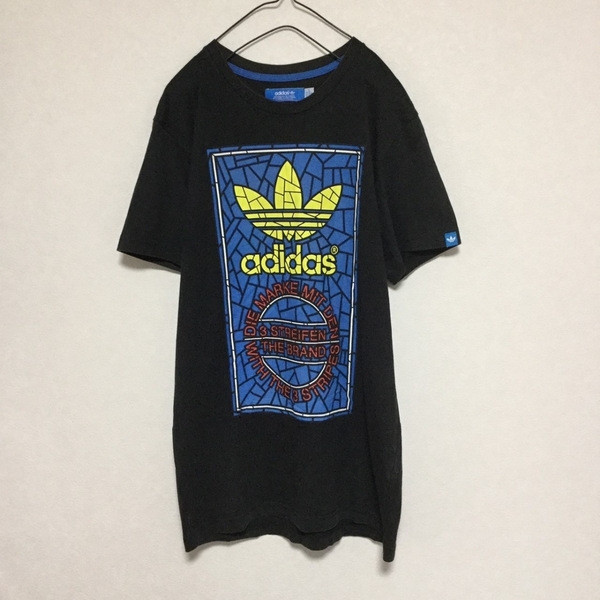 adidas originals アディダス Tシャツ ダメージ ロゴ 黒 ブラック