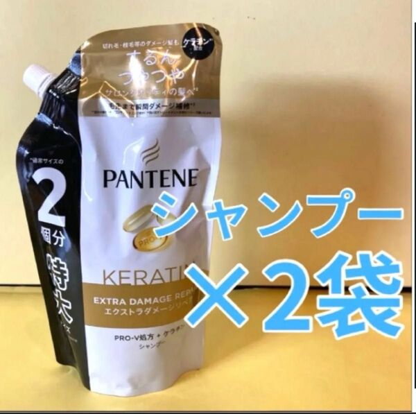 【特大サイズ600ml】パンテーンエクストラダメージリペア シャンプーの2袋セット☆P&G 詰替用 通常の2個分 PRO-V処方