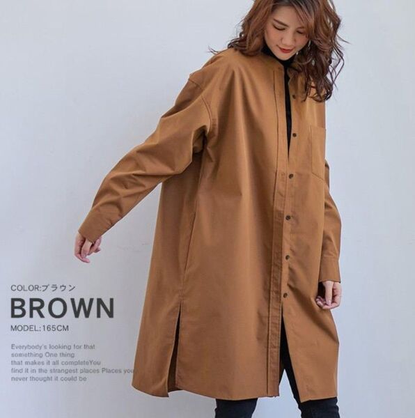 L〜XXL シャツ ジャケット トップス ブラウン
