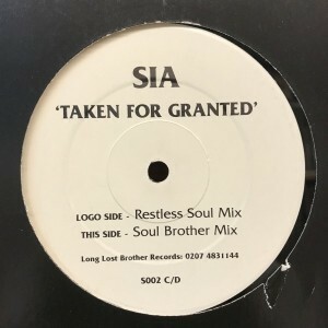 12inchレコード　SIA / TAKEN FOR GRANTED