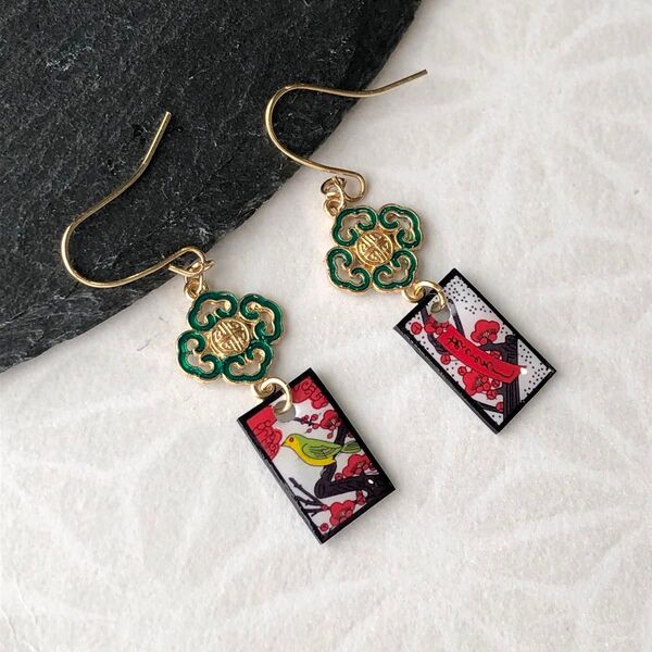 【No.103】 ミニ花札のチャイナ風ピアス