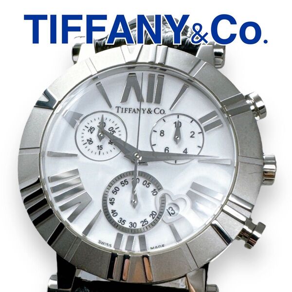 TIFFANY&Co. ティファニー アトラス Z1301 クォーツ クロノ レザー ホワイト 白 レディース 時計 クオーツ