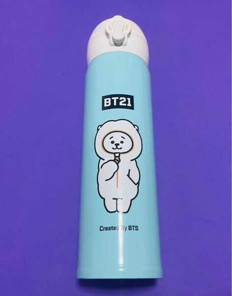 新品 BTS BT21 バンタン RJ アールジェー ジン 水筒 タンブラー 1個 保温 水色 白 ホワイト