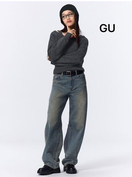 GU バレルレッグジーンズ 丈標準 レディース Mサイズ