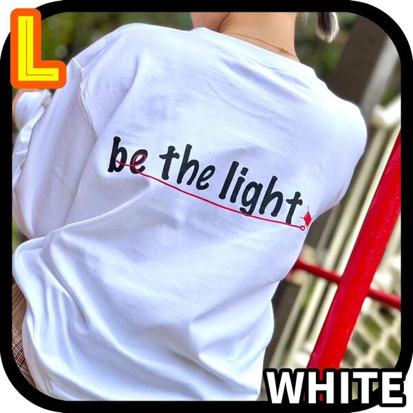 L ホワイト AlbaSflda 白 ユニセックス 男女兼用 ロンT 新品 長袖Tシャツ 長袖カットソー ロゴtシャツ 長袖