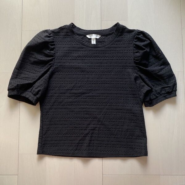 H&M パフスリーブ トップス Mサイズ Tシャツ ブラック
