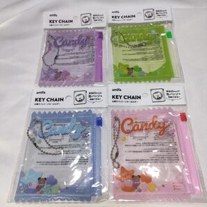 お菓子パッケージキーホルダー キャンディ 4枚セット