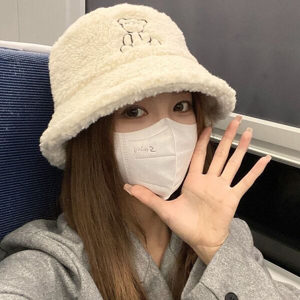 【大人気】モコモコ 帽子 バケットハット クマ 起毛 防寒 ハット 韓国 ボア