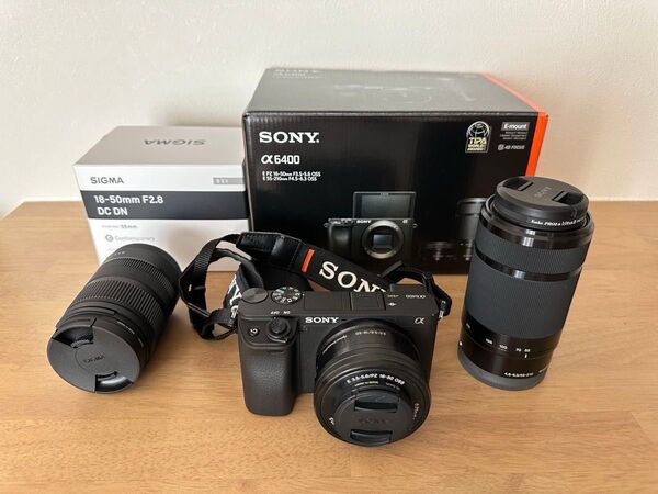 保証期間内sonyα6400ダブルズームレンズキット+sigma18-50f2.8