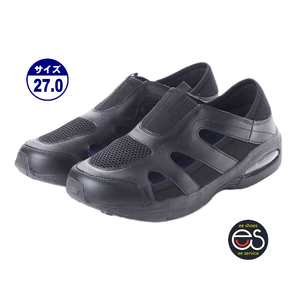 ★新品・人気★【18550-BLACK-27.0】男女兼用2WAYスニーカー メディカルシューズ ワークシューズ サンダル風 サイズ(22.5~28.0)