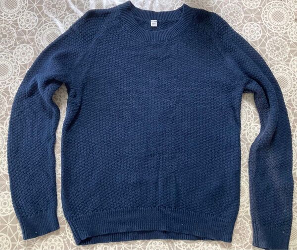 美品 無印良品 ネイビー ニット セーター サイズ130 綿100
