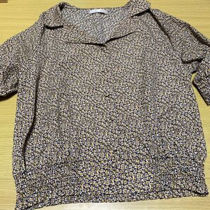 レイカズン 花柄開襟ブラウス 5分丈
