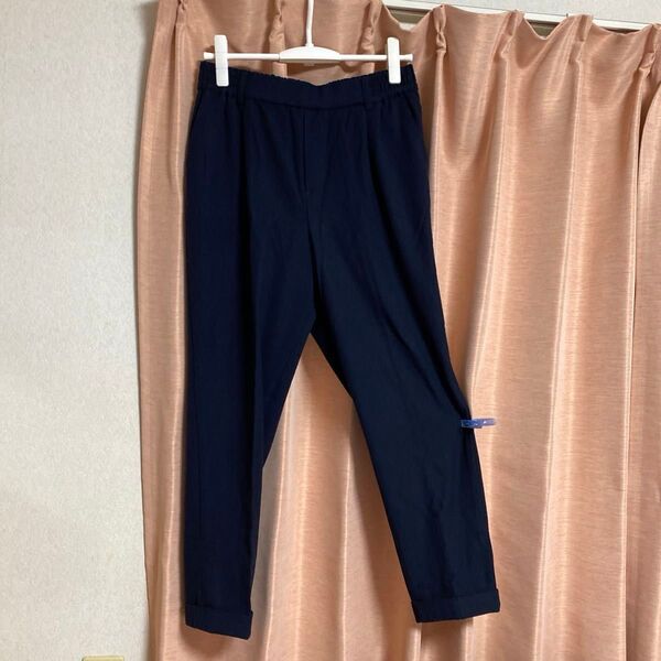 ⑪ しまむら HKスラックス テーパードパンツ 新品同様 ネイビー系