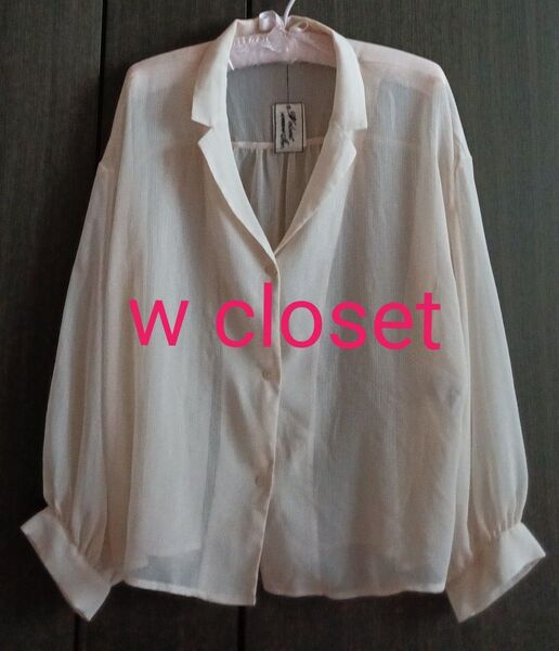 新品 w closet 開襟 ブラウス F(M〜Lサイズ相当) 薄アイボリー 長袖シャツ 【クーポンで450円】