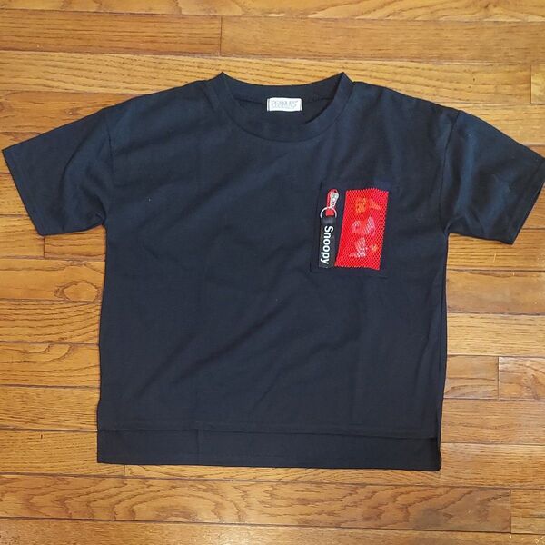 SNOOPY 140㎝ 子供服 半袖Tシャツ ポケット 隠れキャラ 黒