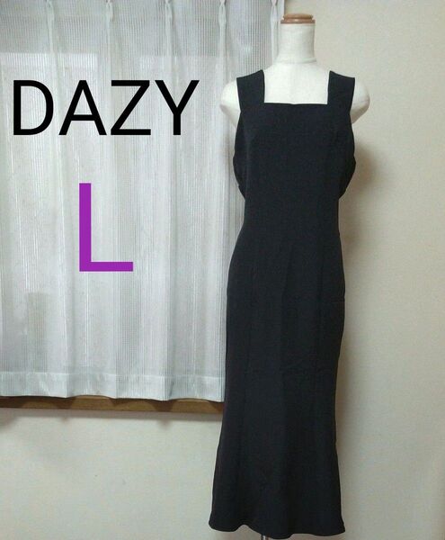 DAZY 黒 ロング マーメイド ジャンパースカート Lサイズ SHEIN レディース ブラック ロング丈 フレアー ワンピース