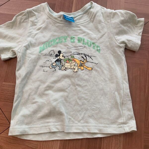 ミッキー プルート 半袖 Tシャツ 子供服 100センチ グリーン