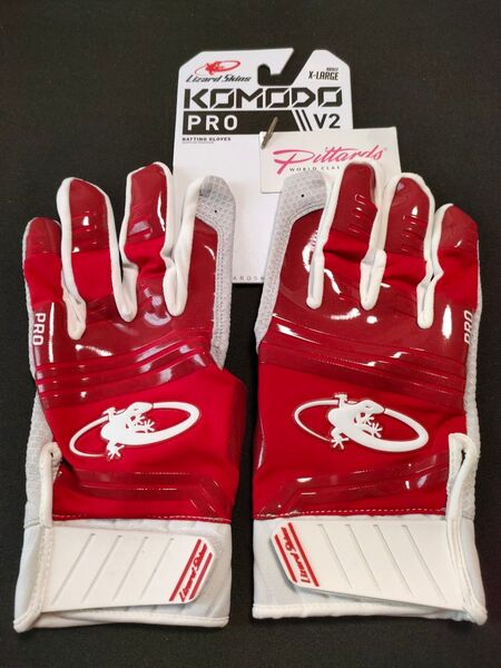 バッティンググローブ 野球 リザードスキンズ Lizard Skins 両手 手袋 MLB メジャー 赤【XL】