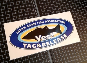 JGfA STICKER ジャパンゲームフィッシュアソシエーション　ステッカー シール タグ&リリース　シーバス　鱸　スズキ