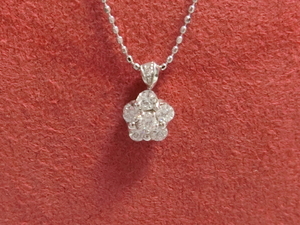* exhibition goods * K18WG chain attaching 0.3ct diamond pendant top 