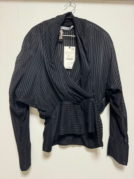 新品 ZARA シースルーシャツ ブラウス ブラック